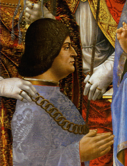 Ludovico the Moor's portrait in the Pala Sforzesca, 1494–1495 (Pinacoteca di Brera in Milan)